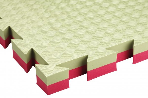 Tatami / Judo tuplamatto 100x100x4 cm - Harmaa/Punainen