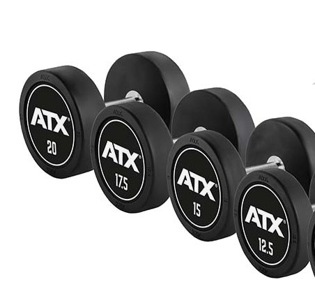 ATX® PRO-Style käsipainosarja logolla ja mustalla pohjalla  5-40 kg