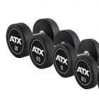 ATX Pro Style käsipainosarja 2,5 - 20 kg ATX logolla mustalla pohjalla RDB-CUS-Satz-2,5-20