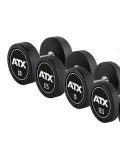 ATX Pro Style käsipainosarja 2,5 - 30 kg ATX logolla mustalla pohjalla RDB-CUS-Satz-2,5-30