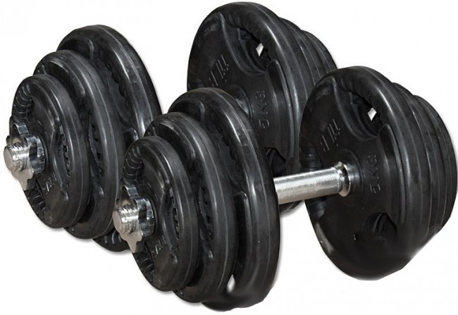 Säädettävä kumitettu käsipainosarja 2 x 20 kg